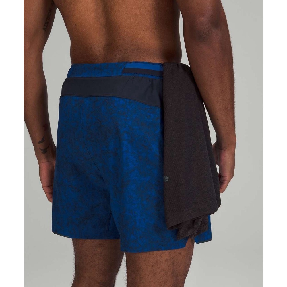 Lululemon Surge Lined Short 6" Gravel Dust Symphony‎ Blue True Navy Sz M Gym - Picture 3 of 16